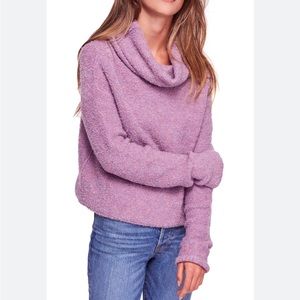 Free People Lavender Purple Fuzzy Knit Cowl Neck Sweater